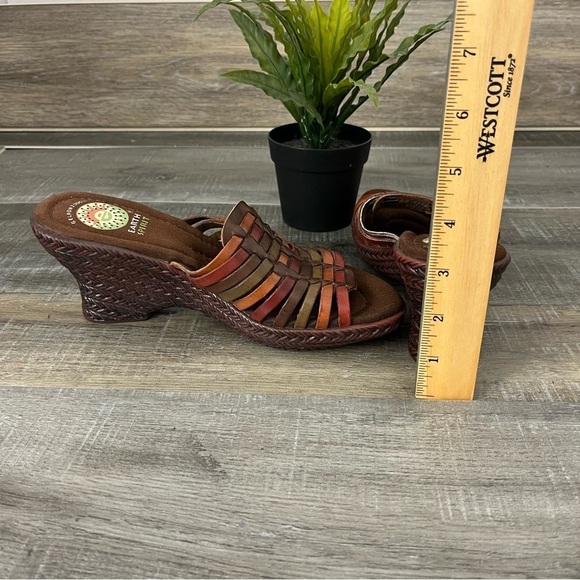 EARTH SPIRIT Gelron Birch Leather Brown Earthtone platform Sandal Slide Size 6.5 - Picture 8 of 11